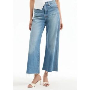 NWOT Veronica Beard Taylor Wide-Leg Crop Light Wash Denim Jeans Women's 27